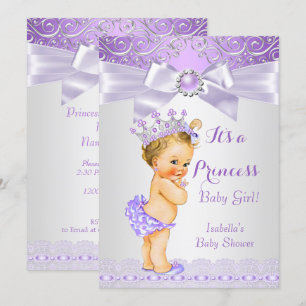 Invitation Lavande Blanc Lilac Princesse Baby Shower Blonde