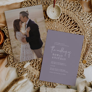 Invitation Lavande chic moderne violet photo Retour Mariage
