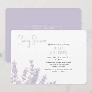 Invitation Lavande dans le Baby shower en fleur Horizontal