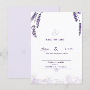 Invitation Lavande d'aquarelle romantique Mariage floral Invi