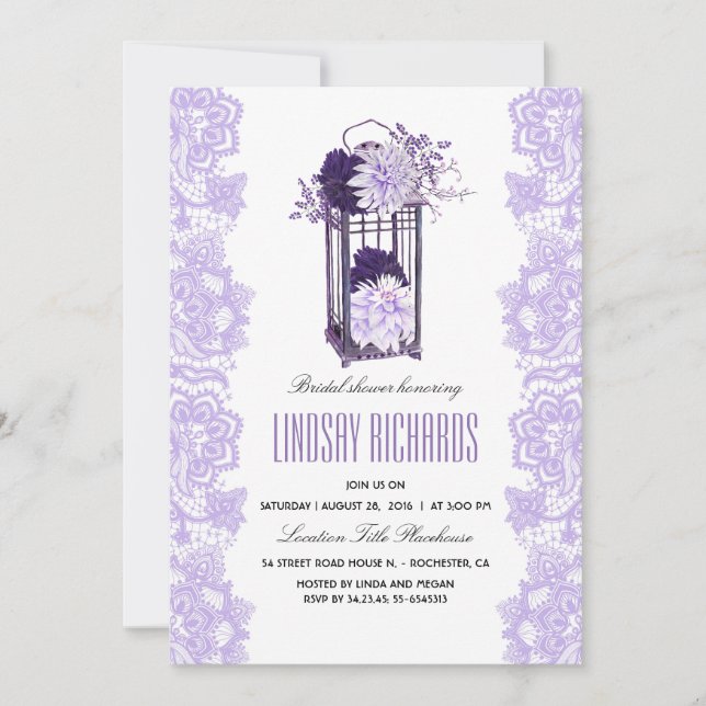 Invitation Lavande de fleurs violettes Fête des mariées lante (Devant)