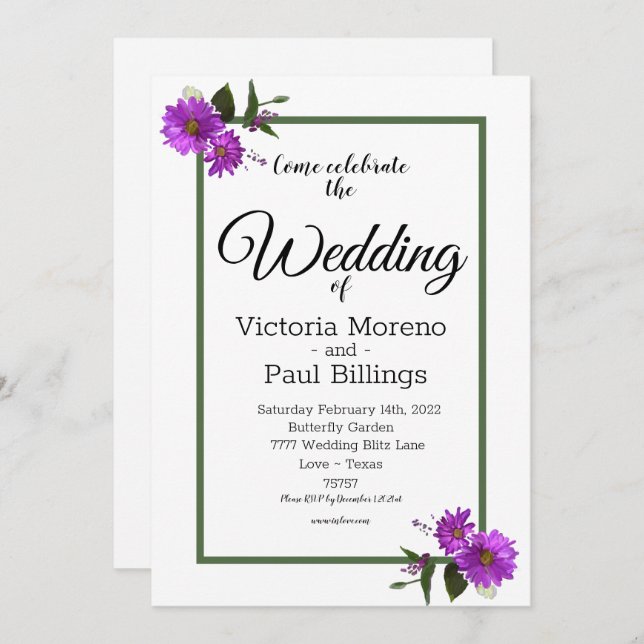 Invitation Lavande de jardin (Devant / Derrière)