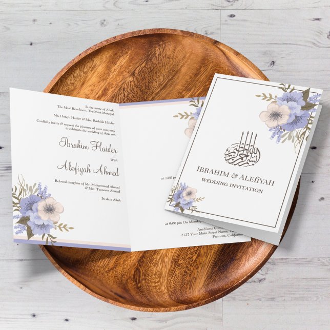 Invitation Lavande douce Floral musulman Mariage musulman mus (Créateur téléchargé)