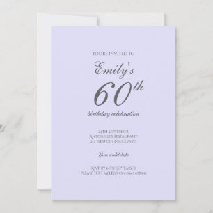 Invitation Lavande douce minimaliste 60e anniversaire Invitat