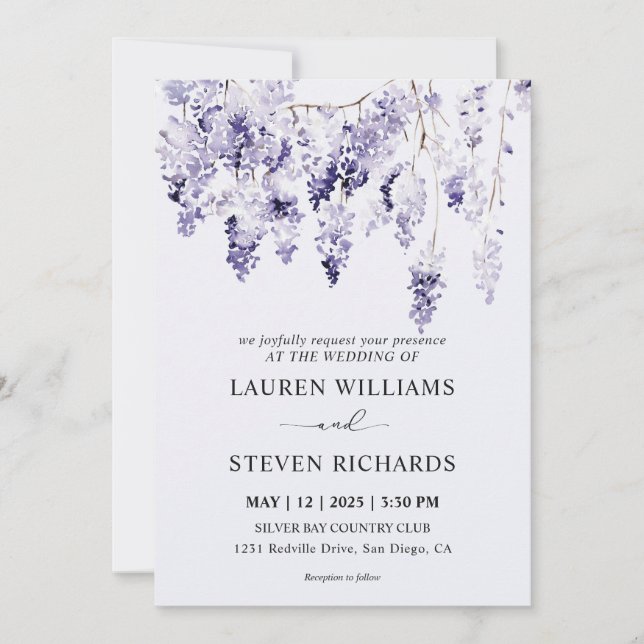 Invitation Lavande douce personnalisée Lavande violet Mariage (Devant)
