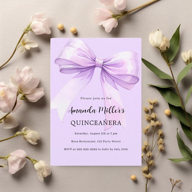 Invitation Lavande élégante Quinceanera (Créateur téléchargé)
