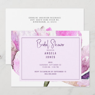 Invitation Lavande et aquarelle rose Floral