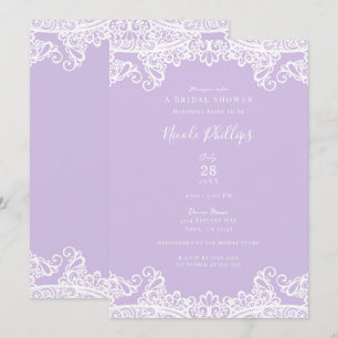 Invitation Lavande et dentelle blanche Élégante Fête des mari