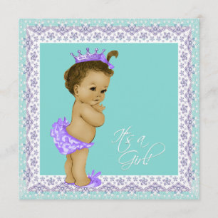 Invitation Lavande et douche de bébé Vintage bleue Turquoise