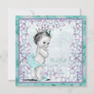Invitation Lavande et douche pour bébé bleu Turquoise