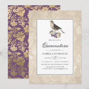 Invitation Lavande et ivoire Quinceañera vintage