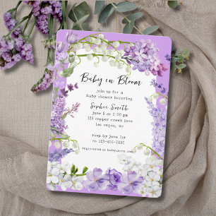 Invitation Lavande et Lilac Boho Baby in Bloom Baby shower