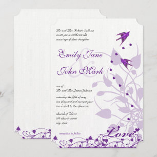 Invitation Lavande et Lilac Plum violet Inséparable Mariage