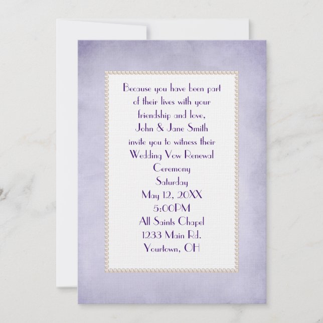 Invitation Lavande et Mariage de perles (Devant)