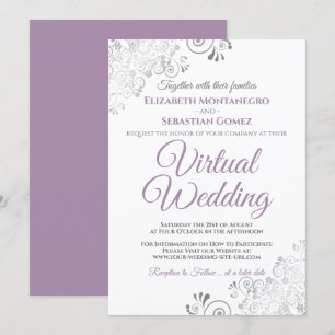 Invitation Lavande et Mariage virtuel blanc Silver Frills