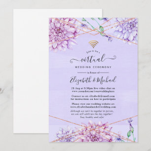 Invitation Lavande et Rose Gold Floral Mariage virtuel