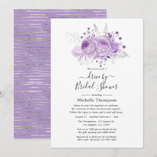 Invitation Lavande et Silver Floral Virtual Drive par douche