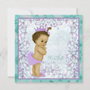 Invitation Lavande et Turquoise Bleu Vintage Baby Girl Douche