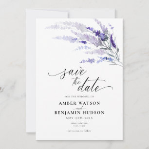 Invitation Lavande Été Floral Lilac Purple Enregistrer La Dat