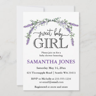 Invitation Lavande eucalyptus baby shower d'aquarelle invita