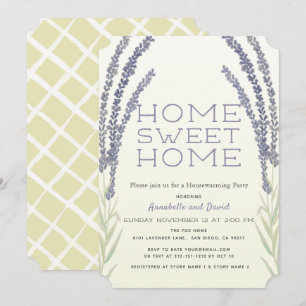 Invitation Lavande Fleur Sprigs Jaune Maison Fête de Réchauff