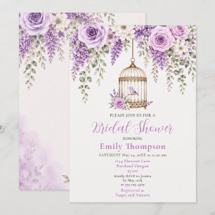 Invitation Lavande Fleurs Cage à Oiseaux Enterrement de Vie d