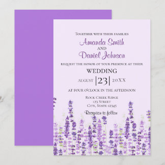 Invitation Lavande Fleurs violettes clair Aquarelle