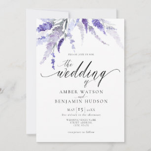 Invitation Lavande Florale Lilac Purple Mariage