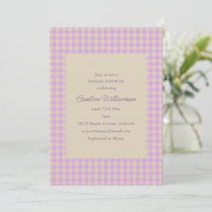 Invitation Lavande Gingham Mariage Classique Enterrement de V