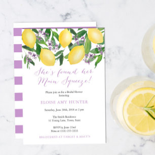 Invitation Lavande Jaune Citrons Mariage à la Thème de la Pre