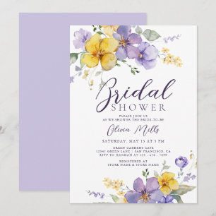 Invitation Lavande Jaune Dusty Purple Fête des mariées Floral