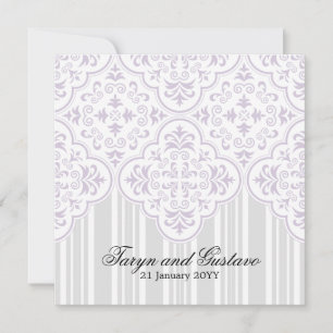 Invitation Lavande légère Mariages Damas personnalisé