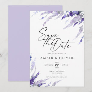 Invitation Lavande Lilac Mauve Floral Élégant Enregistrer La