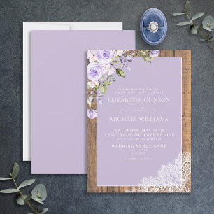Invitation Lavande Lilac officielle Mariage de dentelle en bo