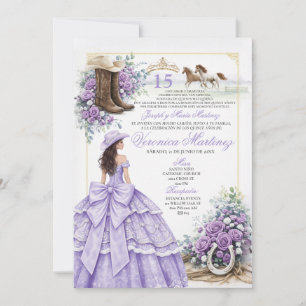 Invitation Lavande Lilac pour Quinceañera de style