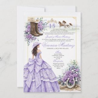 Invitation Lavande Lilac pour Quinceañera de style