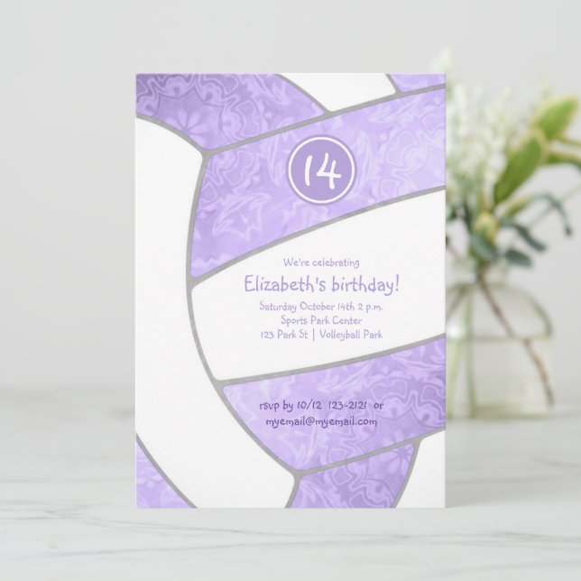 Invitation Lavande lilas violette volleyball filles anniversa (Debout devant)