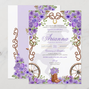 Invitation Lavande Lumière violet Ouest Charro Quinceañera
