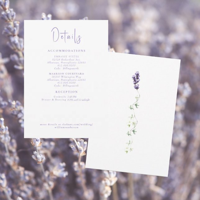 Invitation Lavande Mariage blanc floral Détails II Boîtier (Créateur téléchargé)