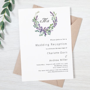 Invitation Lavande monogramme crête violet mariage réception