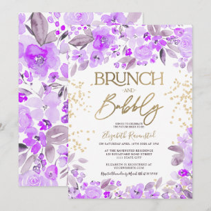Invitation Lavande or parties scintillant florale chic douche