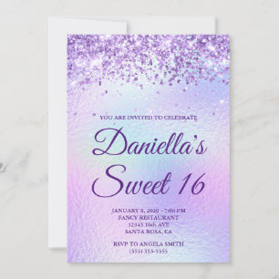 Invitation Lavande Parties scintillant Iridescente huile douc