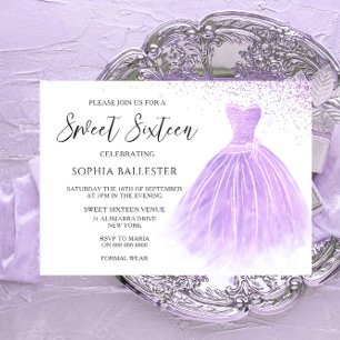 Invitation Lavande Parties scintillant violet Gown Sweet 16 P