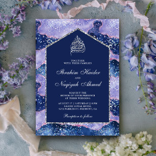 Invitation Lavande Pervenche Arc de marbre Mariage musulman