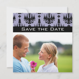 Invitation Lavande photo et lustre noir Enregistrer la date