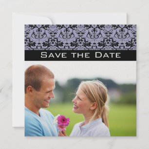 Invitation Lavande photo et lustre noir Enregistrer la date