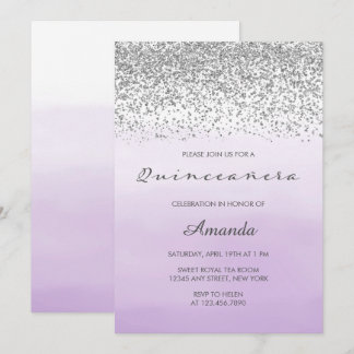 Invitation Lavande pourpre et argent doux 15 Quinceañera
