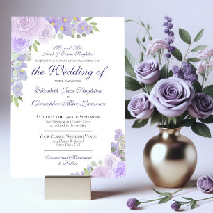 Invitation Lavande Purple Aquarelle Florale Mariage officiel