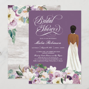 Invitation Lavande Purple Floral Élégant Fête des mariées de