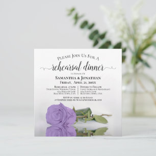 Invitation Lavande Purple Rose Répétition et Dîner Mariage